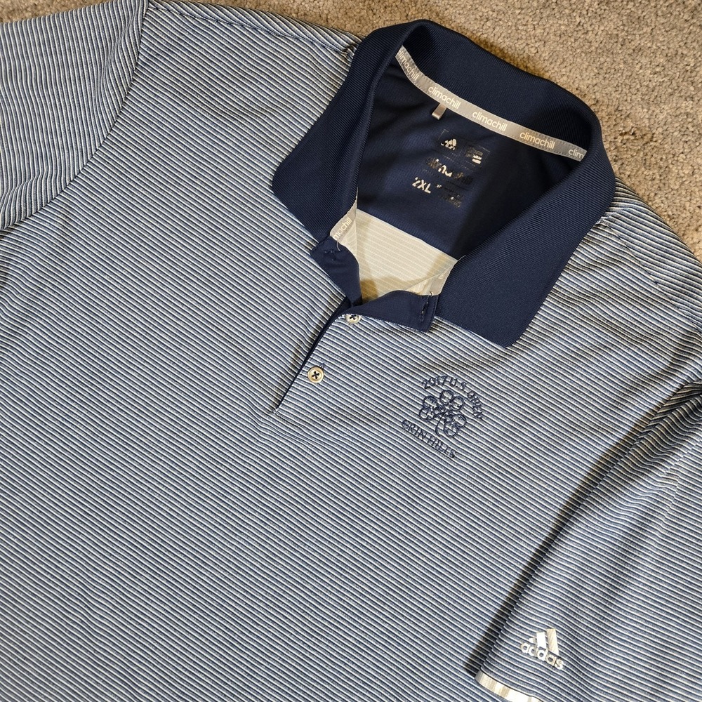 Adidas Climachill Blue‎ Striped 2017 US Open Erin Hills Golf Polo Size 2XL